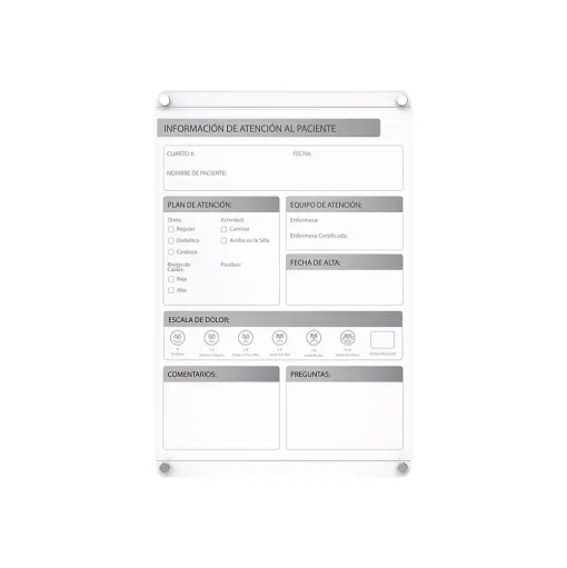 Ghent Dry Erase<Slide Changeable Patient Room Glass Dry-Erase Whiteboard, 36"H x 24" W (GRPHMYRNFM11P-23-12V)