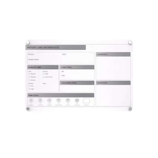 Ghent Dry Erase<Slide Changeable Patient Room Glass Dry-Erase Whiteboard, 24"H x 36"W (GRPHMYRNFM11P-23-12H)