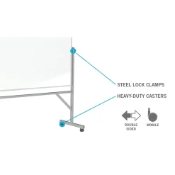 Ghent Dry Erase<Steel Mobile Dry-Erase Whiteboard, Aluminum Frame, 4' x 3' (ARMM43)