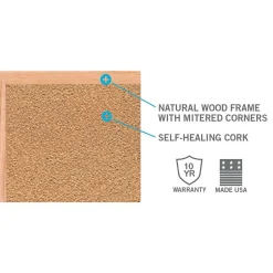 Ghent Bulletin<Traditional Natural Cork Bulletin Board, Wood Frame, 4'W x 3'H (1434-1)