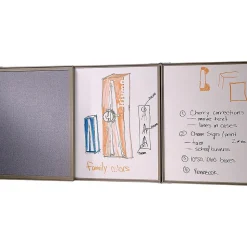 Ghent Dry Erase<VisuALL PC Whiteboard Cabinet with Fabric Bulletin Board Exterior Doors, Gray (41302)