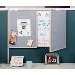 Ghent Dry Erase<VisuALL PC Whiteboard Cabinet with Fabric Bulletin Board Exterior Doors, Gray (41302)