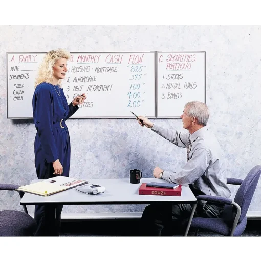 Ghent Dry Erase<VisuALL PC Whiteboard Cabinet with Fabric Bulletin Board Exterior Doors, Gray (41302)