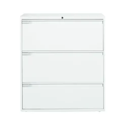 Global File Cabinets<9300 Plus Series 3-Drawer Lateral File Cabinet, Locking, Letter/Legal, Designer White, 36" (TD9336P3F1HDWT)