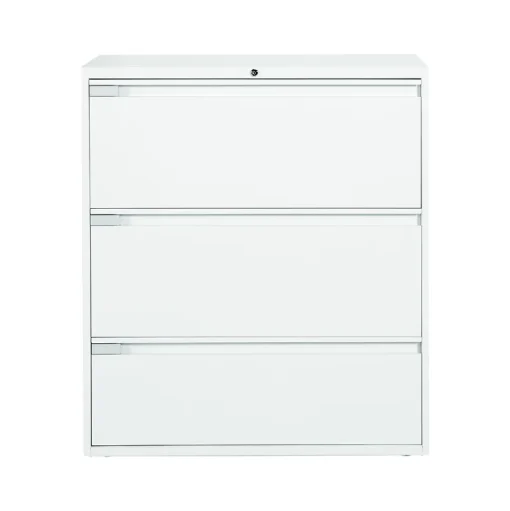 Global File Cabinets<9300 Plus Series 3-Drawer Lateral File Cabinet, Locking, Letter/Legal, Designer White, 36" (TD9336P3F1HDWT)