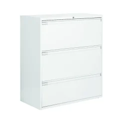 Global File Cabinets<9300 Plus Series 3-Drawer Lateral File Cabinet, Locking, Letter/Legal, Designer White, 36" (TD9336P3F1HDWT)