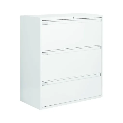 Global File Cabinets<9300 Plus Series 3-Drawer Lateral File Cabinet, Locking, Letter/Legal, Designer White, 36" (TD9336P3F1HDWT)