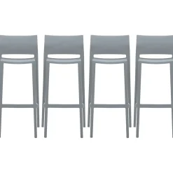 Global Folding & Stacking<Bakhita Plastic Armless Bar Chair, Alloy, 4/Carton (6754ALY)