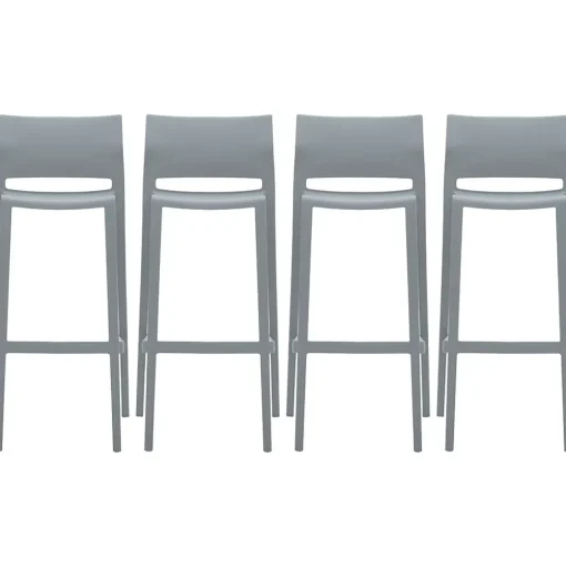 Global Folding & Stacking<Bakhita Plastic Armless Bar Chair, Alloy, 4/Carton (6754ALY)