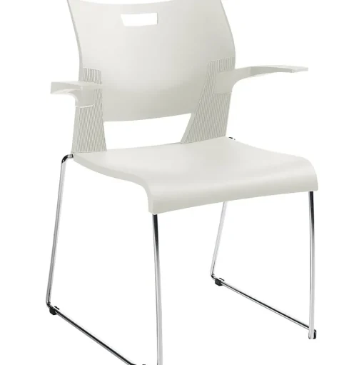Global Folding & Stacking<Duet 6620 Polypropylene Stacking Chairs with Arms, Ivory Clouds, 4/Ct (TD6620CH-IVC)