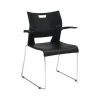 Global Folding & Stacking<Duet Polypropylene Office Stacking Chairs, Asphalt Night, 4/Carton (TD6620CHBLK)