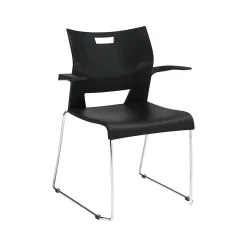 Global Folding & Stacking<Duet Polypropylene Office Stacking Chairs, Asphalt Night, 4/Carton (TD6620CHBLK)