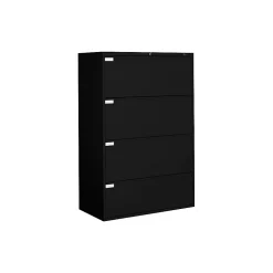 Global File Cabinets<9300P Series Business-Plus Lateral File Cabinet, Letter/Legal, 4-Drawer, Black, 18"D, 36"W