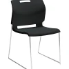 Global Folding & Stacking<Popcorn Plastic Stack Chair without Arms, Asphalt Black, 4/Ct (TD6711-BLK)