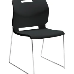 Global Folding & Stacking<Popcorn Plastic Stack Chair without Arms, Asphalt Black, 4/Ct (TD6711-BLK)