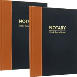 Global Printed Products Accounting & Record Journals<Notary Public Record Book, 8.5" x 11", Black/Tan (GPP-0094-A)