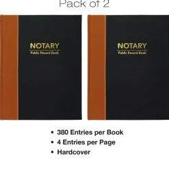 Global Printed Products Accounting & Record Journals<Notary Public Record Book, 8.5" x 11", Black/Tan (GPP-0094-A)