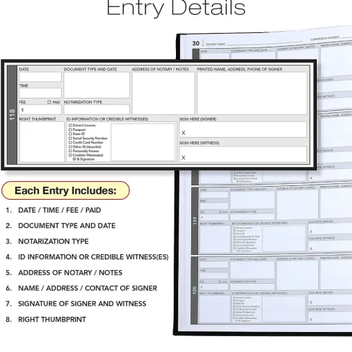 Global Printed Products Accounting & Record Journals<Notary Public Record Book, 8.5" x 11", Black/Tan (GPP-0094-A)
