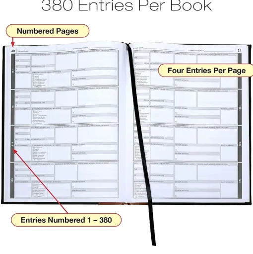 Global Printed Products Accounting & Record Journals<Notary Public Record Book, 8.5" x 11", Black/Tan (GPP-0094-A)