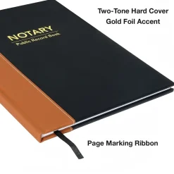 Global Printed Products Accounting & Record Journals<Notary Public Record Book, 8.5" x 11", Black/Tan (GPP-0094-A)