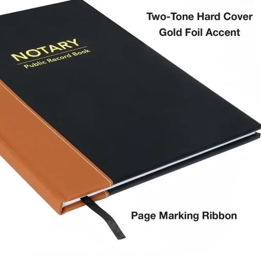 Global Printed Products Accounting & Record Journals<Notary Public Record Book, 8.5" x 11", Black/Tan (GPP-0094-A)