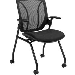 Global Folding & Stacking<Roma Nester Mesh Back Flip Seat Nesting Chair with Arms, Black (1899BKUR22MMB+)