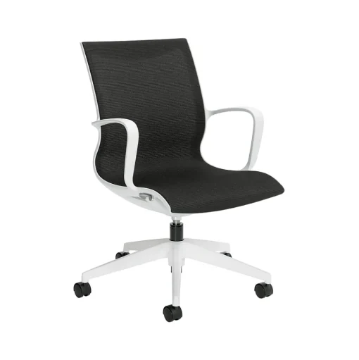 Global Office Chairs<Solar Mesh Conference Chair, White/Black (8457MDN)