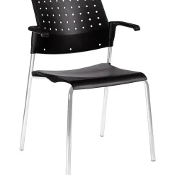 Global Folding & Stacking<Sonic Plastic All-Purpose Stackable Guest Chairs with Arms, Black, 2/Ct (6513CH-BK/BK)