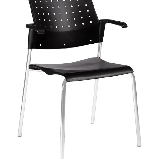 Global Folding & Stacking<Sonic Plastic All-Purpose Stackable Guest Chairs with Arms, Black, 2/Ct (6513CH-BK/BK)