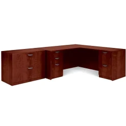 Global L-Desks<Superior BUNDLE14 Workstation, Dark Cherry