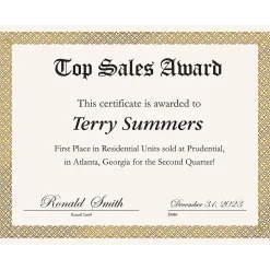 Great Papers Awards & Certificates<Braided Foil Certificates, 8.5" x 11", Beige/Gold, 15/Pack (963006)