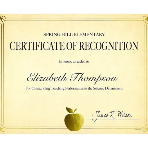 Great Papers Awards & Certificates<Bright Apple Certificates, 8.5" x 11", Yellow/Gold, 15/Pack (2020003)
