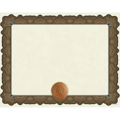 Great Papers Awards & Certificates<Cambridge Certificates, 8.5" x 11", Beige/Gold, 10/Pack (2020004)