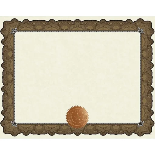 Great Papers Awards & Certificates<Cambridge Certificates, 8.5" x 11", Beige/Gold, 10/Pack (2020004)