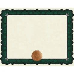 Great Papers Awards & Certificates<Cambridge Certificates, 8.5" x 11", Beige/Green, 10/Pack (2020006)