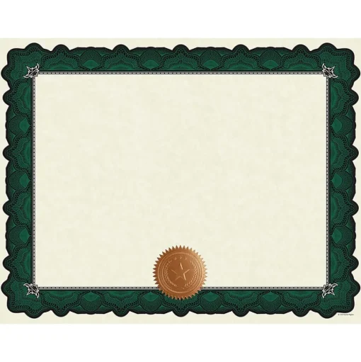 Great Papers Awards & Certificates<Cambridge Certificates, 8.5" x 11", Beige/Green, 10/Pack (2020006)