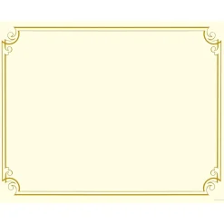 Great Papers Awards & Certificates<Golden Scroll Frame Foil Certificates, 8.5" x 11", Beige/Gold, 12/Pack (2011859)