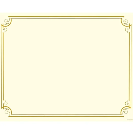 Great Papers Awards & Certificates<Golden Scroll Frame Foil Certificates, 8.5" x 11", Beige/Gold, 12/Pack (2011859)