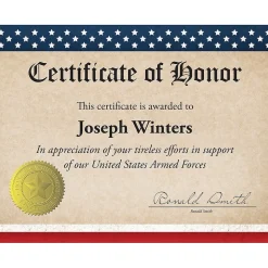 Great Papers Awards & Certificates<Patriotic Certificates, 8.5" x 11", Multicolor, 25/Count(2015083)