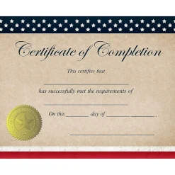 Great Papers Awards & Certificates<Patriotic Completion Certificates, 8.5" x 11", Multicolor, 25/Count (2015075)