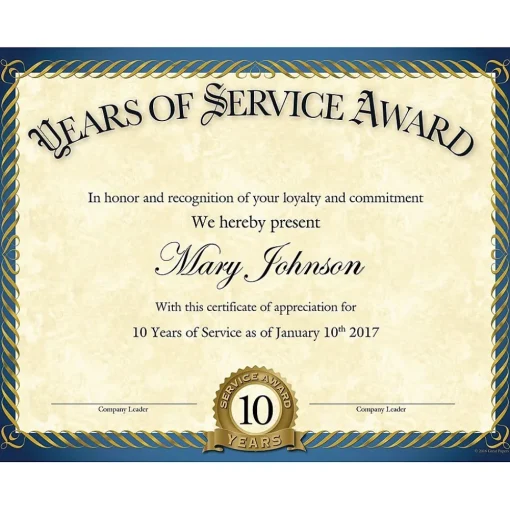 Great Papers Awards & Certificates<Years of Service Certificates, 8.5" x 11", 20/Pack (2015113)