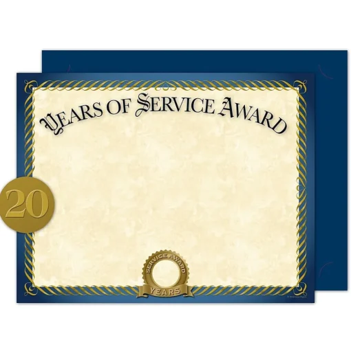Great Papers Awards & Certificates<Years of Service Certificates, 8.5" x 11", 20/Pack (2015113KIT)