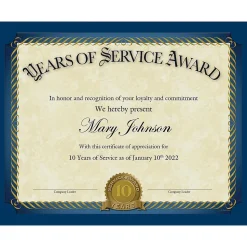 Great Papers Awards & Certificates<Years of Service Certificates, 8.5" x 11", 20/Pack (2015113KIT)