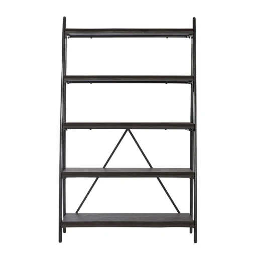 Gry Mattr Bookcases<Live Edge 66.14"H 5-Shelf Ladder Bookcase, Black Walnut (GMCC-00842)