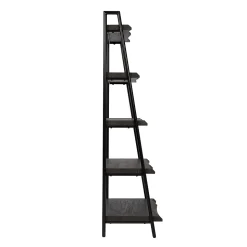 Gry Mattr Bookcases<Live Edge 66.14"H 5-Shelf Ladder Bookcase, Black Walnut (GMCC-00842)