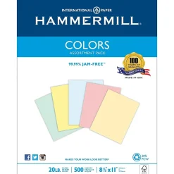 Hammermill Multipurpose Paper<30% Recycled Fore® MP Pastel Paper, 24lb., Assorted, 8 1/2" x 11", Ream (102640)