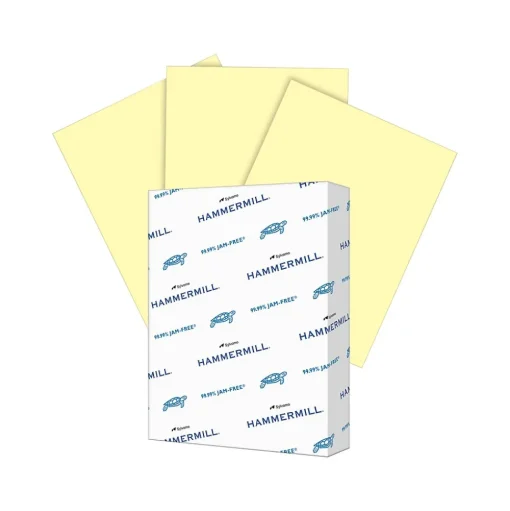 Hammermill Multipurpose Paper<8.5" x 11" Multipurpose Paper, 65 lbs., Canary, 250 Sheets/Ream, 2 Reams/Pack (400530)