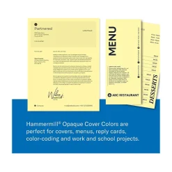 Hammermill Multipurpose Paper<8.5" x 11" Multipurpose Paper, 65 lbs., Canary, 250 Sheets/Ream, 2 Reams/Pack (400530)