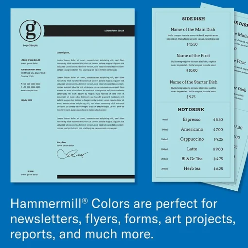 Hammermill Multipurpose Paper<Colors 8.5" x 11" Color Multipurpose Paper, 20 lbs. Blue, 500 Sheets/Ream (HAM103309CT)