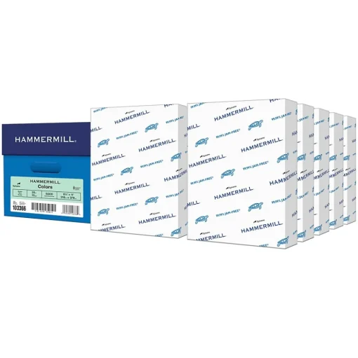 Hammermill Copy Paper<Colors 8.5" x 11" Color Copy Paper, 20 lbs. Green, 500 Sheets/Ream (HAM103366CT)